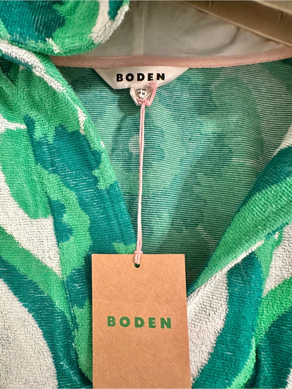 Boden Towelling Hodded Short Kaftan Beach Coverup Size 4R - Picture 4 of 6